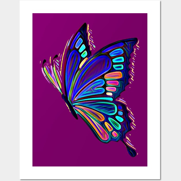 Artistic Butterfly Blue Wall Art by AlondraHanley